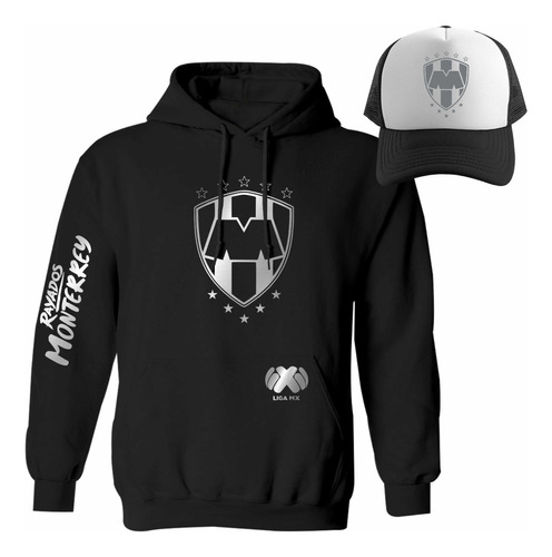 Kit De Sudadera + Gorra Monterrey Rayados Liga Mx Mod Silver