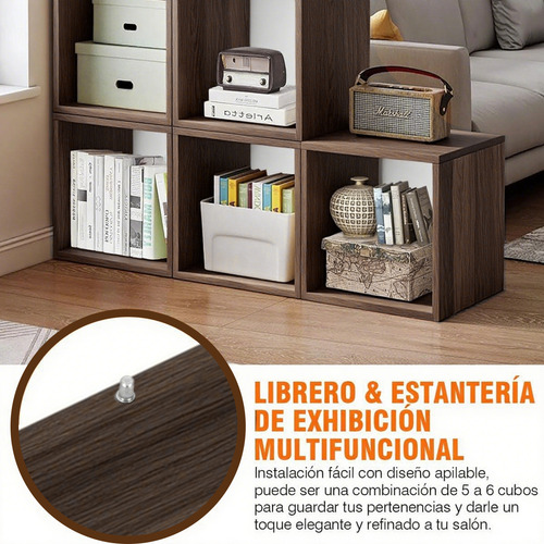 Librero Organizador Cubos Apilables De Madera Multifuncional