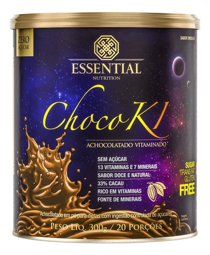 Chocoki - Achocolatado - 300 G - Essential Nutrition Sabor Cacau