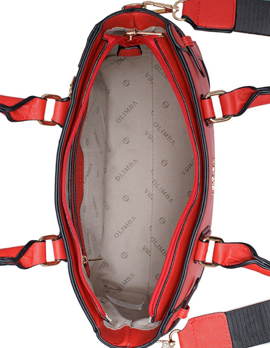 Bolsa Tote Olimba Mujer Ideal Para Laptop 9677-1 Rojo Lisa Oro