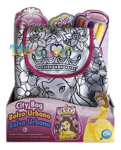 Bolso Para Colorear Y Marcadores Mochila Disney Princesas