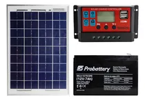 Comprar Kit Energia Panel Solar 10wp Batería 12v 7ah Regulador 10a