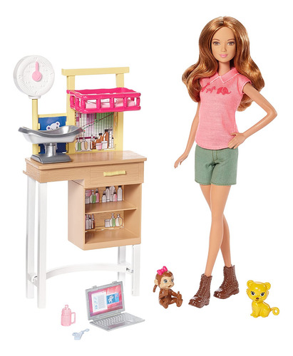Barbie Doll Zoo Doctor Play Set Con Dos Pacientes! Exclusivo