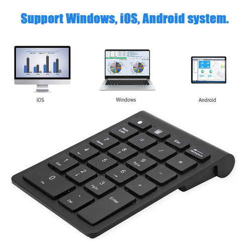 Mini Teclado Numérico Bluetooth Sem Fio Preto De 22 Teclas