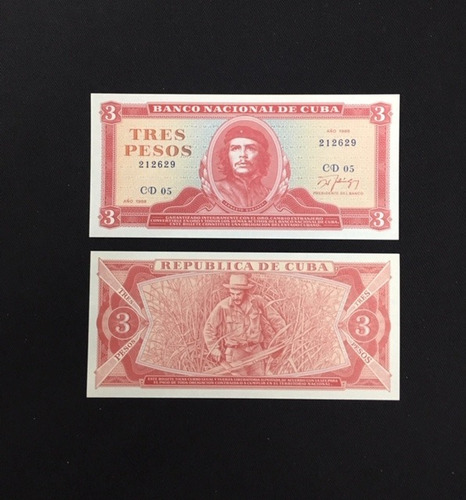 Imagen 2 de 3 de Cuba - 3 Pesos - Año 1988 - P #107- Che Guevara En Centro