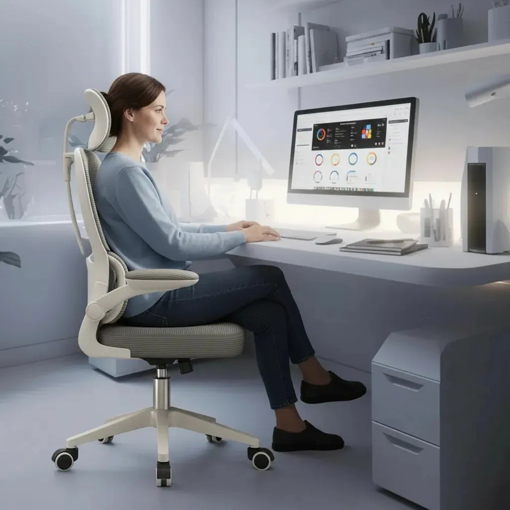 Cadeira Ergonômica Python Fly Confortus, para Escritório e Home Office com Suporte Lombar, Braços Retráteis e Reclinável