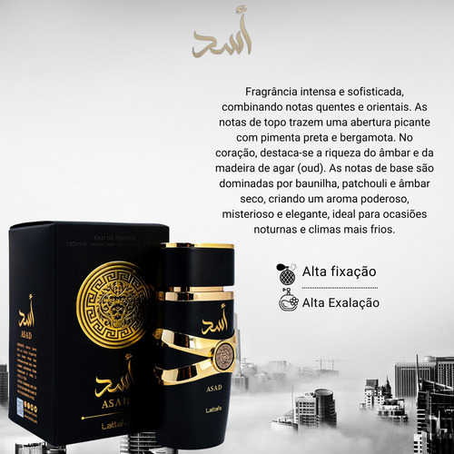 Perfume Árabe Masculino Lattafa Asad Eau De Parfum 100ml Original + Brinde