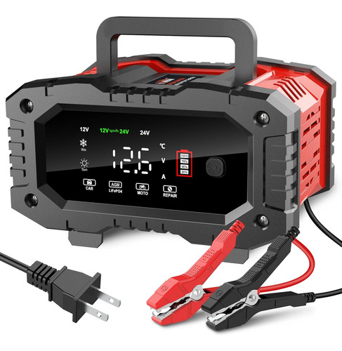 Cargador De Batería Portátil Lifepo4 De 0 A 20 A, 12 V, 24 V