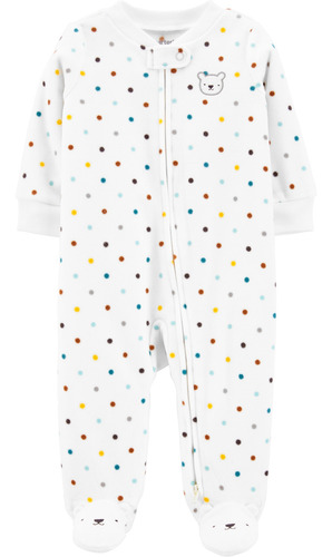 Pijama De Polar Con Pies Estampado Lunares