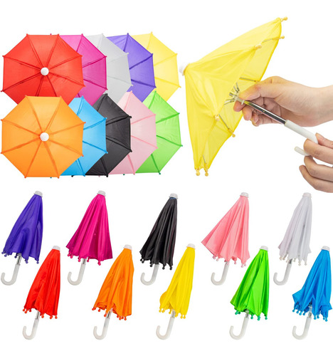 Hiawbon 8 Paraguas En Miniatura Ajustables A Escala 1:6, Min