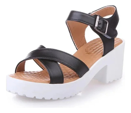 Sandalias Con Tacón Inclinado Y Hebilla Para Mujer, Talla Gr