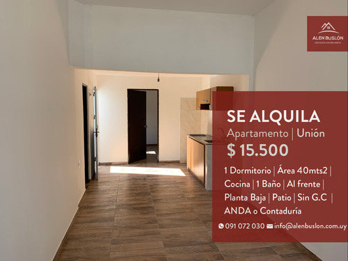 Apartamento Alquiler 1 Dormitorio Unión Al Frente Con Patio