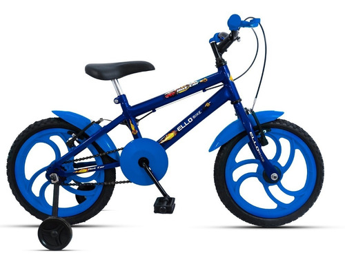 Mountain bike infantil Ello Bike Bike aro 16 freios v-brakes cor azul com rodas de treinamento