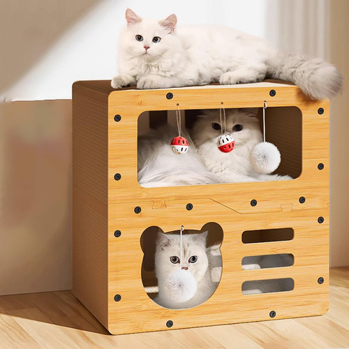 Casa De Cartón Para Gatos, Cama Rascadora, Villa Para