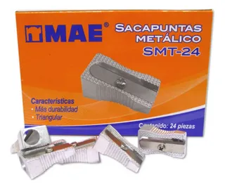 Sacapuntas Metalico 1 Orificio Caja 24 Piezas Escolar