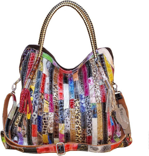 Segater® Bolso Boston Multicolor Para Mujer Cuero Genuino Ra