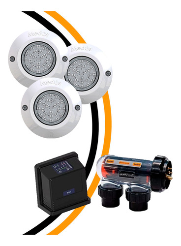Combo Clorador Salino Bz-15 + X2 Luces Pileta 9w Frias