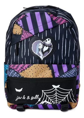 Mochila The Nightmare Before Christmas Jack And Sally Color Lila Diseño De La Tela Estampado
