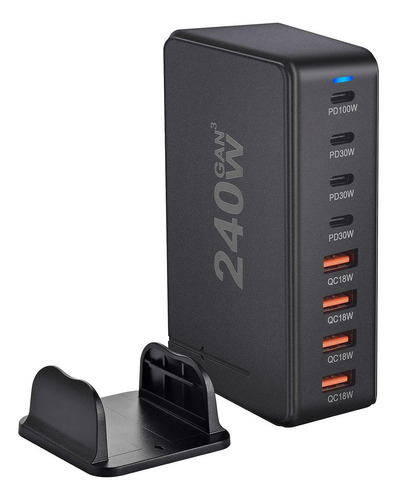 Estação De Carregamento De Mesa 240w Carregador Usb Preto