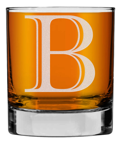 Monograma Grabado De 11 Oz Whisky Rocks Glass (letra B), Reg
