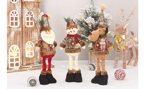 3pcs Navidad Santa Claus Elk Ciervos Muñeco De Nieve