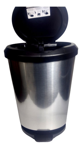Lixeira Pedal Borda Label Banheiro Escritório Inox 45lts 2un