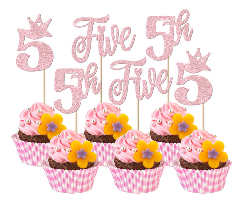 Paquete De 24 Adornos Para Cupcakes Con Purpurina Para 5 Cum