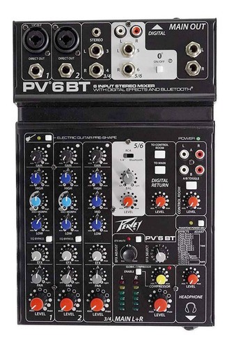 Imagen 1 de 10 de Mixer 6 Canales Peavey Pv6bt Blue Tooth