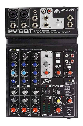 Mixer 6 Canales Peavey Pv6bt Bluetooth Liqm#