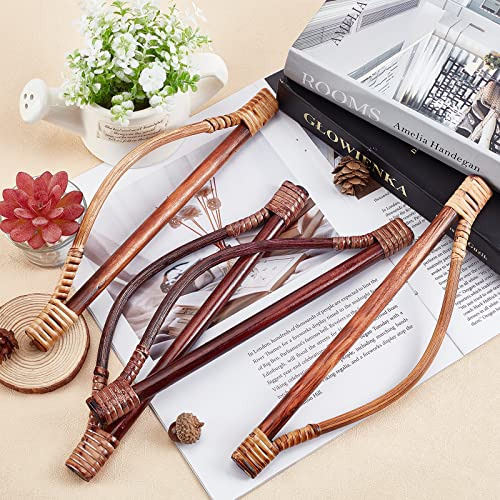4 Asas De Bolso De Madera De Ratán Tejidas, 2 Colores,...