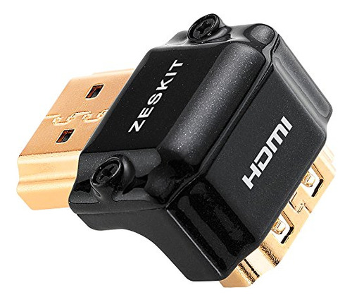 Zeskit Adaptador Hdmi Macho A Hembra Angulo Recto, Aleacion