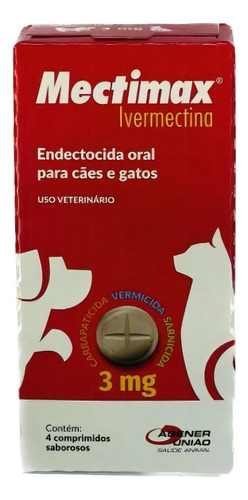 Mectimax Para Cães E Gatos 3 Mg - 4 Comprimidos