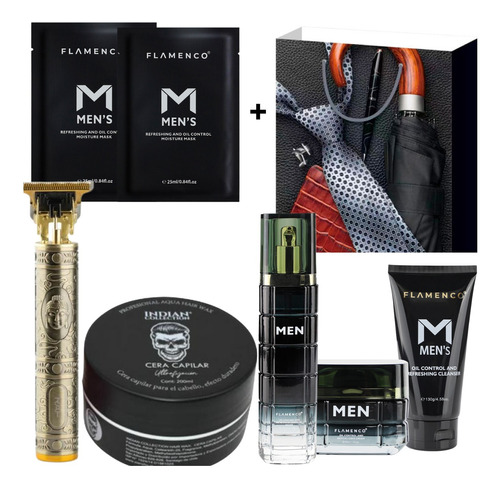 Set Skincare Para Hombre 5 Pasos Fácil Flamenco+ Serum Barba