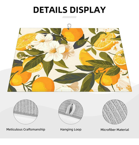Tapete De Secado De Platos Con Flores De Naranja Reversible