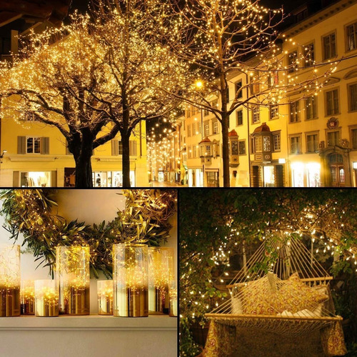 Imagen 4 de 10 de Guirnalda 200 Led Alambre Hada Led Boda 20mts Calido Solar