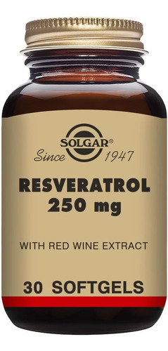 Resveratrol Con Extracto De Vino Tinto 250 Solgar 30 Softgel