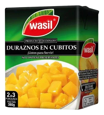 Duraznos En Cubitos Tetra Wasil 380gr (3 Unidad)super