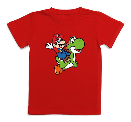 Polera Niños Mario Yoshi Gamer 100% Algodón Gme29