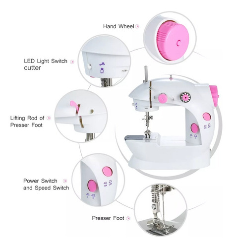 Mini Máquina De Coser Ajustable De 2 Velocidades Doble Hilo