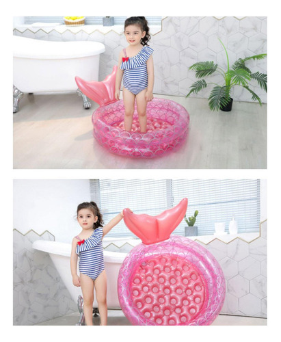 Bañera De Juego De Sirena Rosa Piscina Inflable Los 90cm