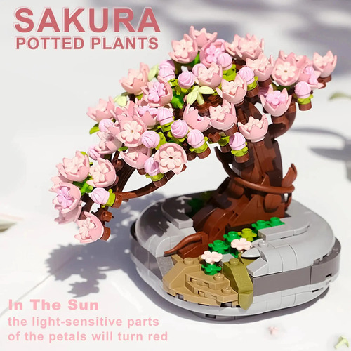 Modelo En Maceta Sakura Plant Building Block, Cerezo En Flor