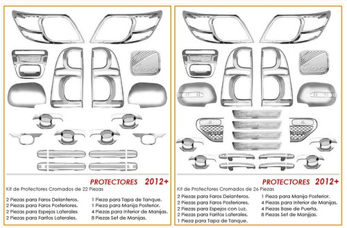 Kit De Protectores Cromados Toyota Hilux 2012-2015