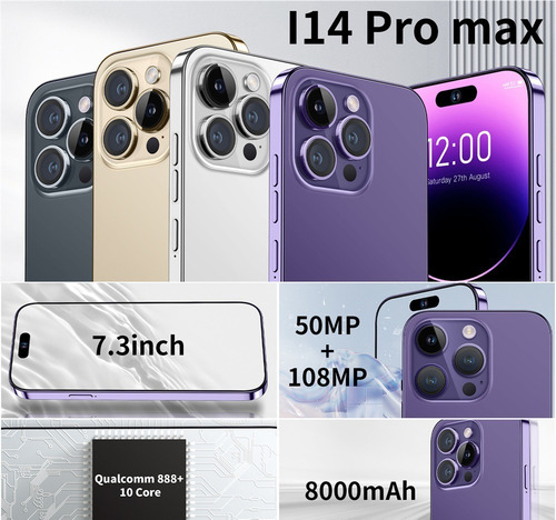 Smartphone I14promax Dual Sim,7.3'',6+128gb,doble Sim
