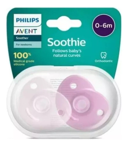 Chupetes X2 Soothie Calmante 0-6 M Nena Bebes Philips Avent