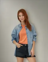 Comprar Camisa Manga Larga De Denim Con Botones American Eagle Spr