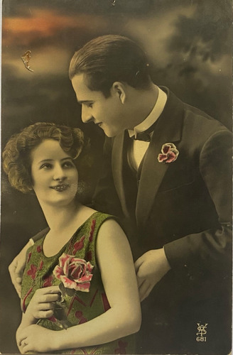 Antigua Postal, Pareja, Fotografía, Año 1929, Francia, Pr64