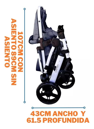 Imagen 7 de 10 de Coche Mega Baby Bebe Convertible Tres En Uno Con Huevito + Asiento Moisés Cuna Plegable Liviano
