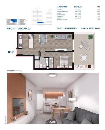 Departamento 2 Ambientes, Amenities - Juan M. De Rosas 1100 - Martin Rosario | Venta