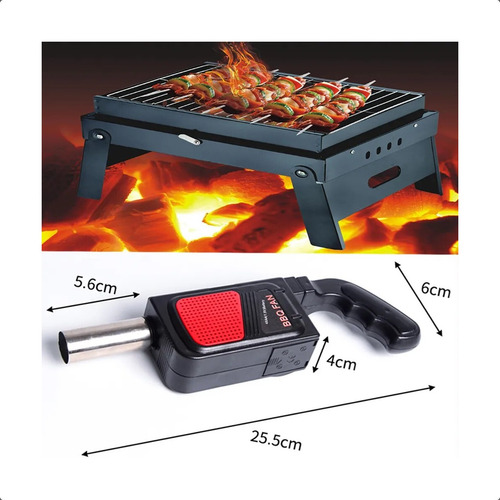 Ventilador Para Parrilla Carbon Portátil, Rápido Y Sencillo