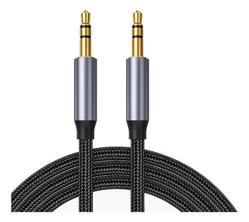 Cable Auxiliar 3.5mm Macho A Macho Alta Fidelidad Chapa Oro 2 Metros Color Negro Gitifo, Compatible Con Todos Los Dispositivos Con Puerto Auxiliar Estándar De 3.5 Mm
